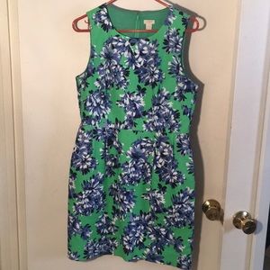 J.Crew Factory Blue and Green Spring Floral Dress